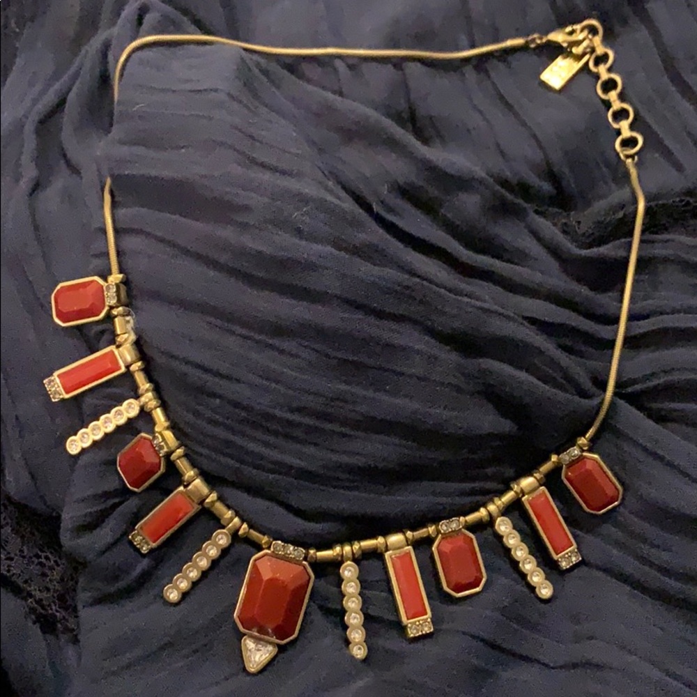Gold and amber colored necklace